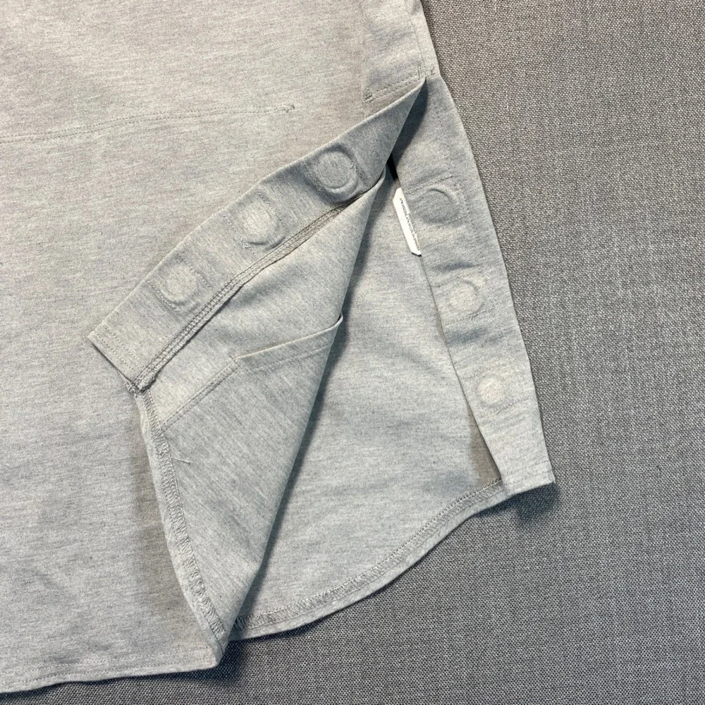 BYLT Premium Basics Mens XL Quarter Zip Snap Pullover Heather Gray Curved Hem